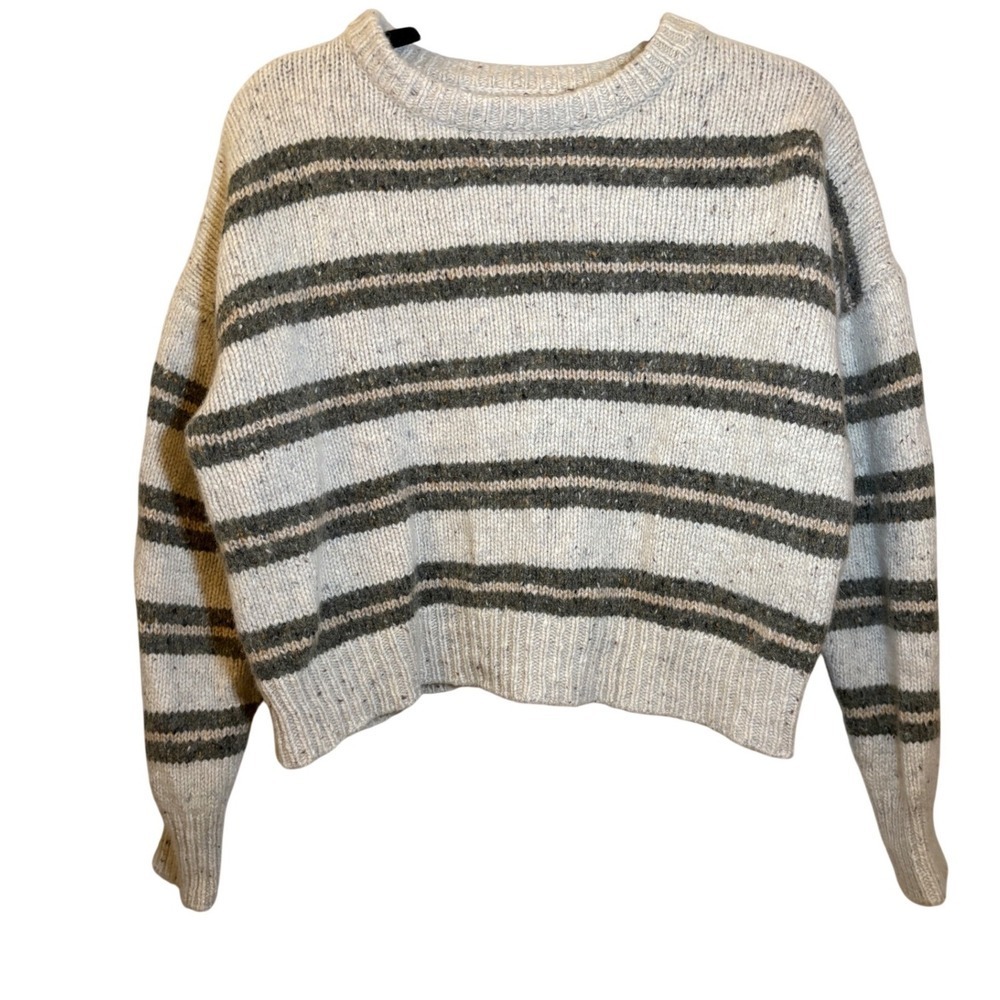 Spiritual Gangster Evereve Wilder Striped Crew Neck Cropped Sweater Size Medium